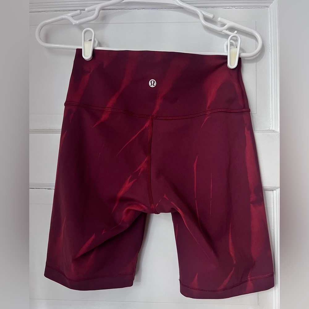 lululemon athletica Wunder Train High Rise Sun Bleached Merlot Bike Shorts